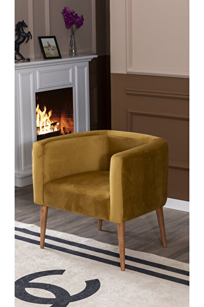 MELLMOD Dynamic mod Ahşap Ayak Berjer hardal