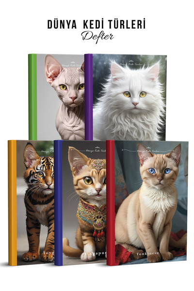 YAPAY ZEKA SANAT Livrare în pisică zile Caiete Set de 5 8-2