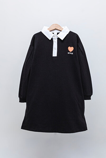 Tuffy Kids KIZ ÇOCUK DÜĞME DETAYLI POLO YAKA ELBİSE 6-9 YAŞ