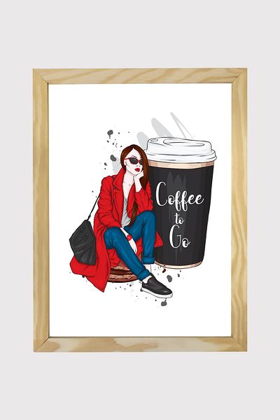 Dekorsiahome Τραπέζι Coffe To Go με ξύλινο πλαίσιο