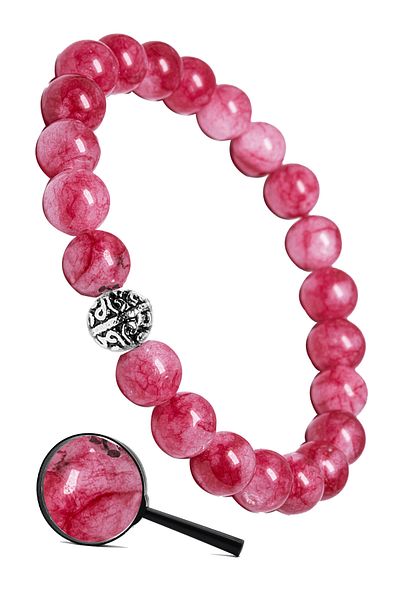 Tesbih Atölyesi Natural Strawberry Quartz Stone Bracelet with Certified Silver Settings