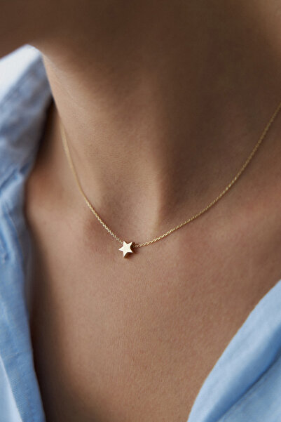 YAVUZ KUYUMCULUK 14 Ayar Altın Üç Boyutlu Yıldız Kolye