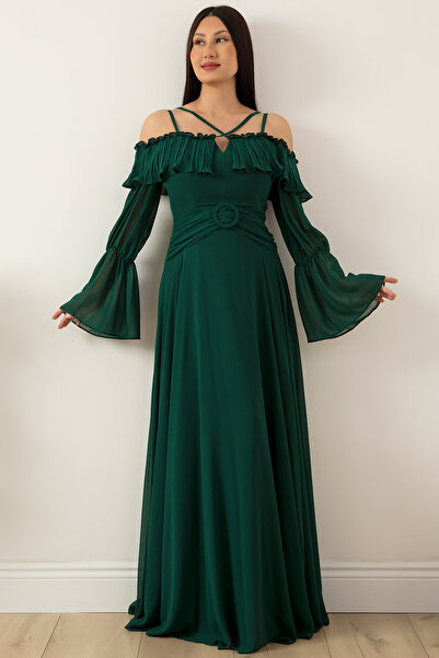 PULLIMM Madonna Yaka Tül Abiye Elbise 1466