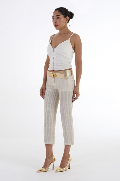 Balizza BLZ-BACK POCKET ZIPPER ACCESSORY GOLD TIE NORMAL WAIST LINEN CAPRIC