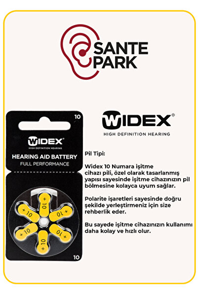 WİDEX Isitme Cihazi Pili - 1 Paket 10 Numara Pil - 10 Numara Kulak Cihazi Pili - Isitme Cihazi Pili