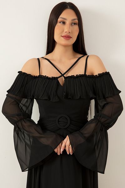 PULLIMM Madonna Collar Tulle Evening Dress 1466