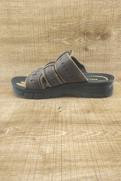 Maxisoft Orthopedic Sole Velcro Brown Home and Outdoor Men's Slippers Trl0029