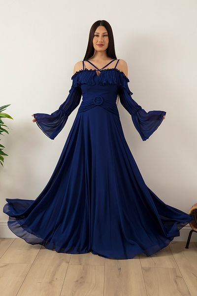 PULLIMM Madonna Collar Tulle Evening Dress 1466