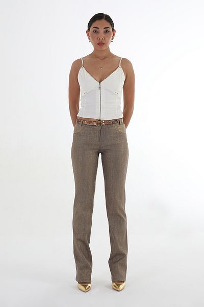 Balizza BLZ-SILVERY LINEN FABRIC NORMAL WAIST PANTS
