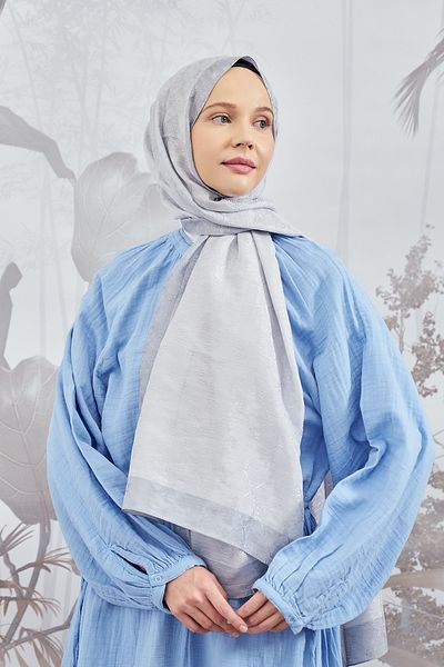ARMANDA Chain Monogram Shawl - New Trend Color Shawl Scarf Hijab - Silver