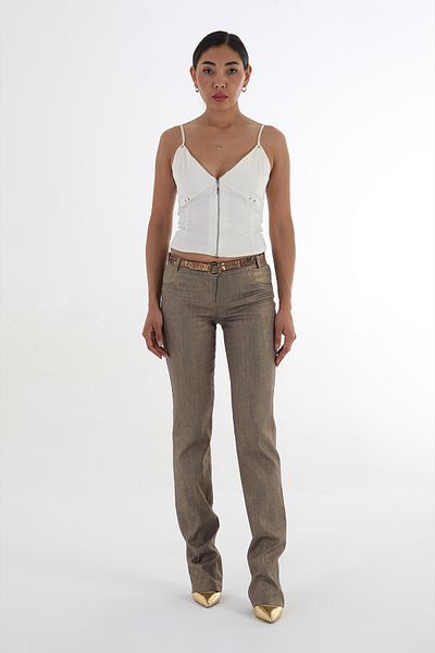 Balizza BLZ-SILVERY LINEN FABRIC NORMAL WAIST PANTS