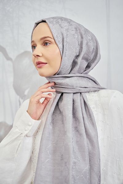 ARMANDA Chain Monogram Shawl - New Trend Color Shawl Scarf Hijab - Gray