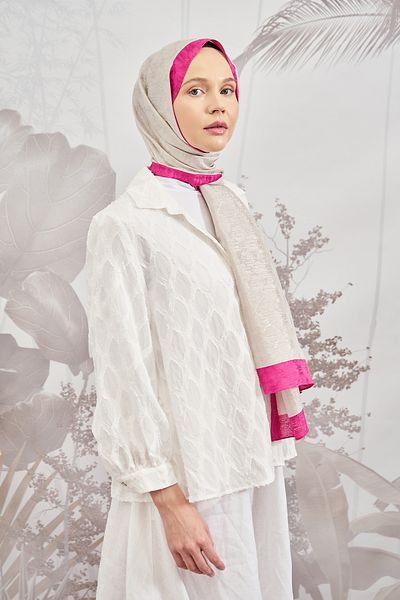 ARMANDA Chain Monogram Shawl - New Trend Color Shawl Scarf Hijab - Stone-fuchsia