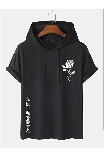 İmpavido Model de trandafiri cu glugă oversize imprimat