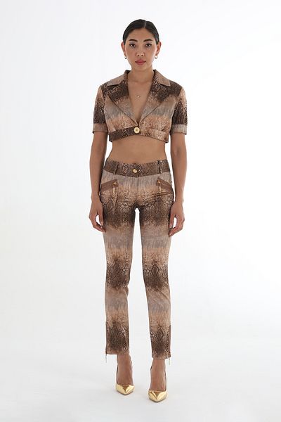 Balizza BLZ-SHORT SLEEVE SNAKE PATTERN ONE BUTTON CROP JACKET