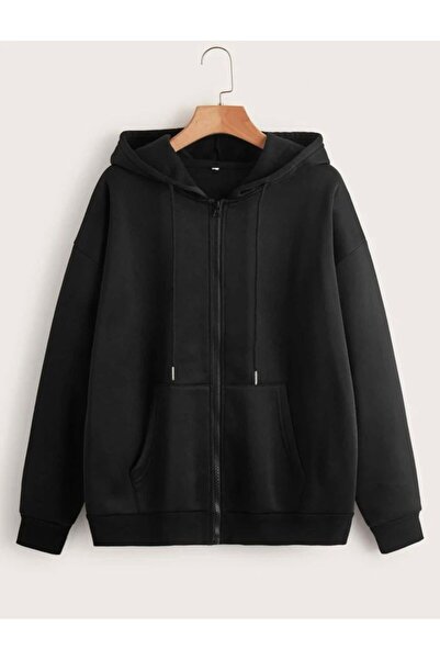 caxis Ζακέτα Unisex Απλό Oversize με κουκούλα με φερμουάρ