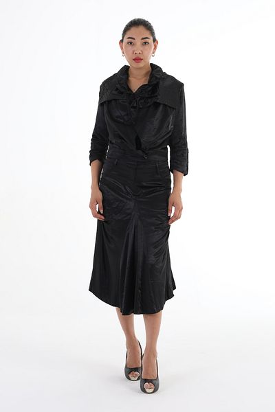 Balizza BLZ-FOLDED BUTTONED SLEEVE COLLAR STONE DESIGN SHORT JACKET