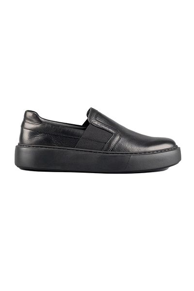 TEZCAN KUNDURA İntegra Inside and Outside Genuine Leather Laceless Black Men's Sports Shoes Sneaker