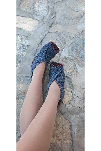 Hippybutik Organik Koton Koyu Gri Kahverengi Tabanlı Ev Patiği Çarık Unisex