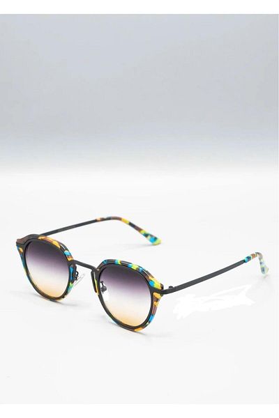 TomyHelf Women's Sunglasses Colorful Patterned Frame Black Gradient Glass Oval