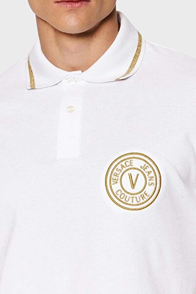 VERSACE JEANS COUTURE 100% Cotton Logo Polo Neck Regular Fit T Shirt Men's POLO SHIRT 74GAG
