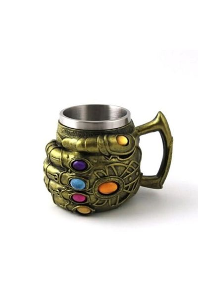 hediyeconcepti 450ml Thanos Hand Embossed Stainless Steel Mug Cup