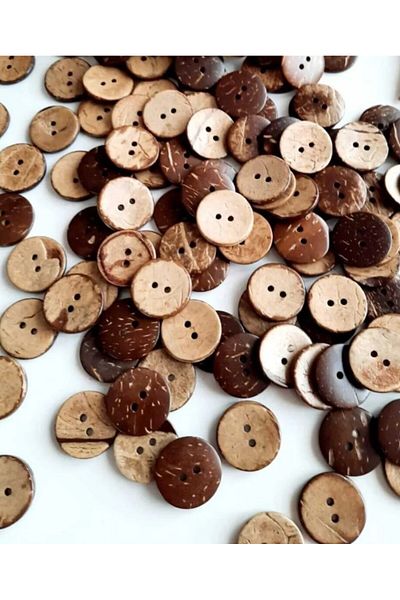 HOBİKİDS Wooden Cocanat Striped Button 20 Pack 16 Mm