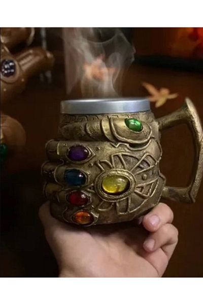 hediyeconcepti 450ml Thanos Hand Embossed Stainless Steel Mug Cup