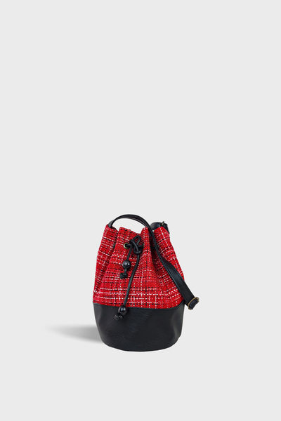 Ayşe Teyze'nin Çantaları Kadın Kırmızı Siyah Büzgülü Omuz Çantası