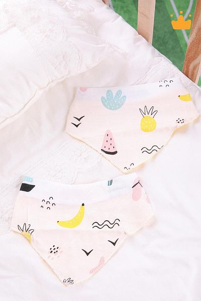 Babyhola Muslin Bib Set of 2 and Muslin Teether with Wooden Ring 547
