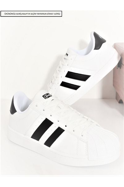 Jump Konfores 1705-28787 Anatomical Sole Unisex Superstar Model Sneakers Shoes white black