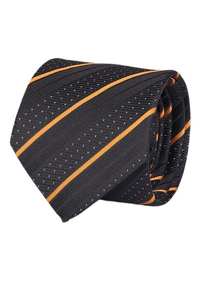 Esgue Batista de cravata cu model in dungi aurii negru de 7,5 cm lucrata manual