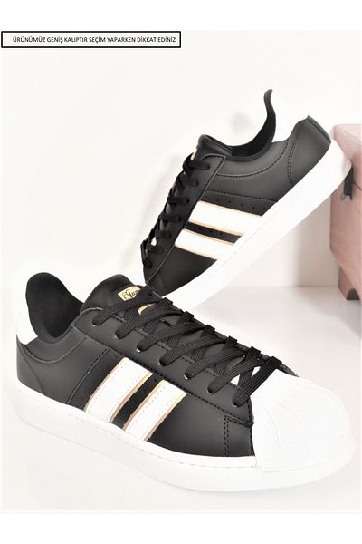 Jump Konfores 1705-28787 Anatomical Sole Unisex Superstar Model Sneakers Shoes black white