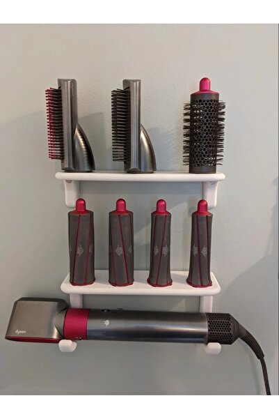 Mosilla Dyson Airwrap Tutucu Raf 7 Başlık Yuvalı Beyaz