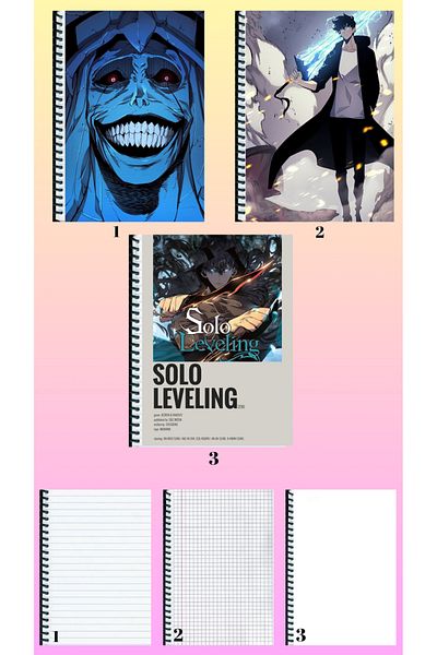 animeandyourworld Solo leveling 3 notebooks A4 large size lined_checkered_unlined