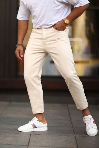 BDRMAN Relaxed Cut Boyfriend Cream Jeans
