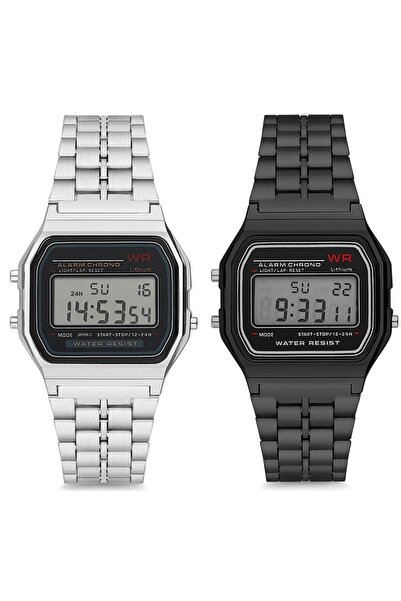 Leerybee 2'li Retro Dijital Takvimli Alarmlı Aydınlatmalı Kronometreli Unisex...