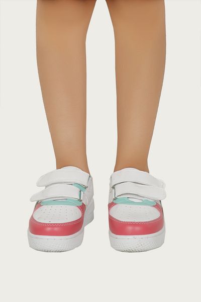 kabkabi Pantofi sport pentru exterior cu velcro cu dungi turcoaz pentru fetiță