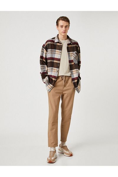 Koton Basic Woven Trousers with Lace Waist and Pocket Detail