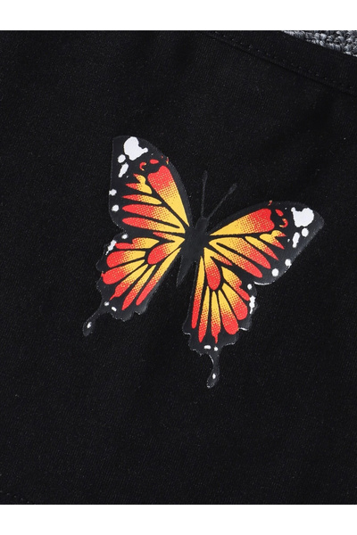 Machetta Παιδικά - Παιδικά Σετ καλοκαιρινές φόρμες 3 τεμαχίων - Μοτίβο πεταλούδας - Crop - Ζαρτιέρες - Φούτερ