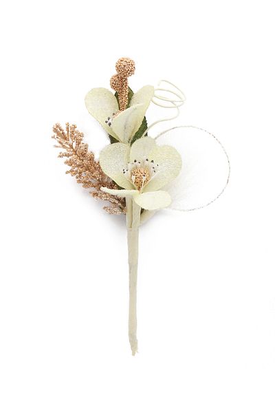 Lora Wedding Κιτ λουλουδιών 16cm Κρεμ Χρώμα Χρυσό Chipsolu 12 Τεμάχια