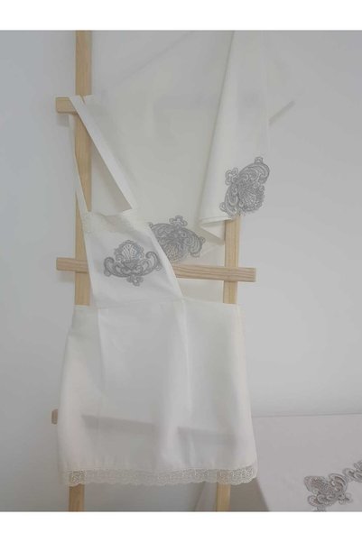 Finezza Batik Silver Lace Cotton Fabric White Kitchen Set 17 Pieces - 442