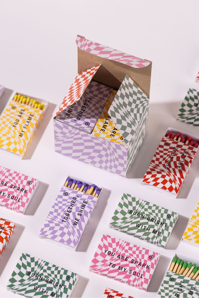 Candle and Friends Kareli 10lu Küçük Kibrit Kutu Seti