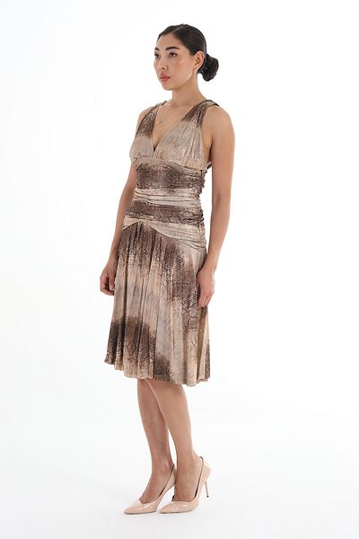 Balizza BLZ-SNAKE PATTERNED THICK STRAP WITH WAIST WRAPPED FLOASH DRESS