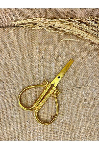 TutkuSetUp Promise/Engagement Scissors, Curved Gold Embroidered Scissors