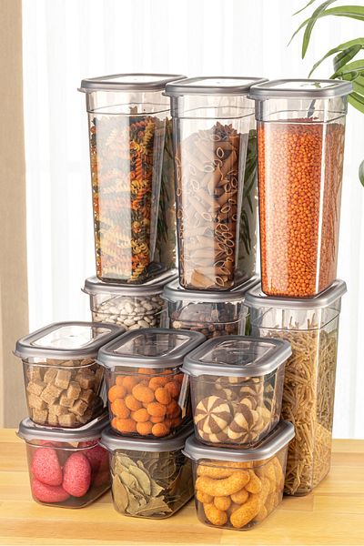 Vienev Set of 12 Peggy Rectangular Storage Containers 6x( 1900ml, 800ml ) with Label
