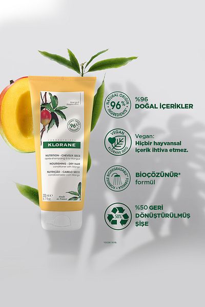 Klorane 200 Ml Nourishing and Hair Care Cream with Mango