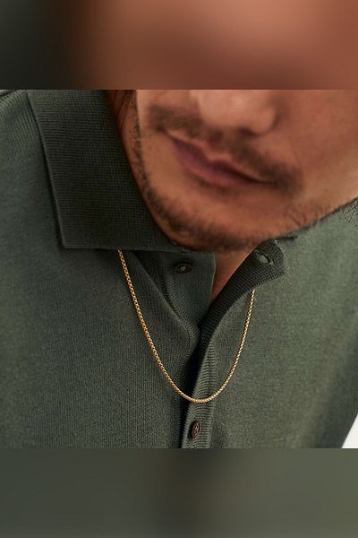 The Collection Tarnishproof Gold Thin Knitted Model Steel Thin Men's Necklace Chain
