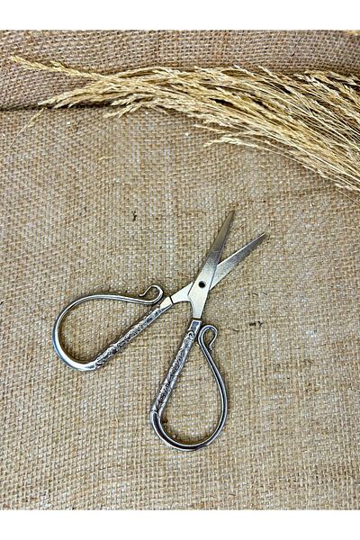 TutkuSetUp Promise/Engagement Scissors, Curved Silver Embroidered Scissors