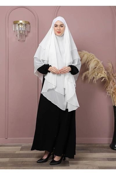 Luna Nueva ΕΤΟΙΜΗ ΣΥΝΔΕΣΗ ΤΡΙΠΛΩΝ ΣΙΦΟΝ HAC UMRE ΣΑΛΙ SUFLE KHIMAR HİJAB ΛΕΥΚΟ